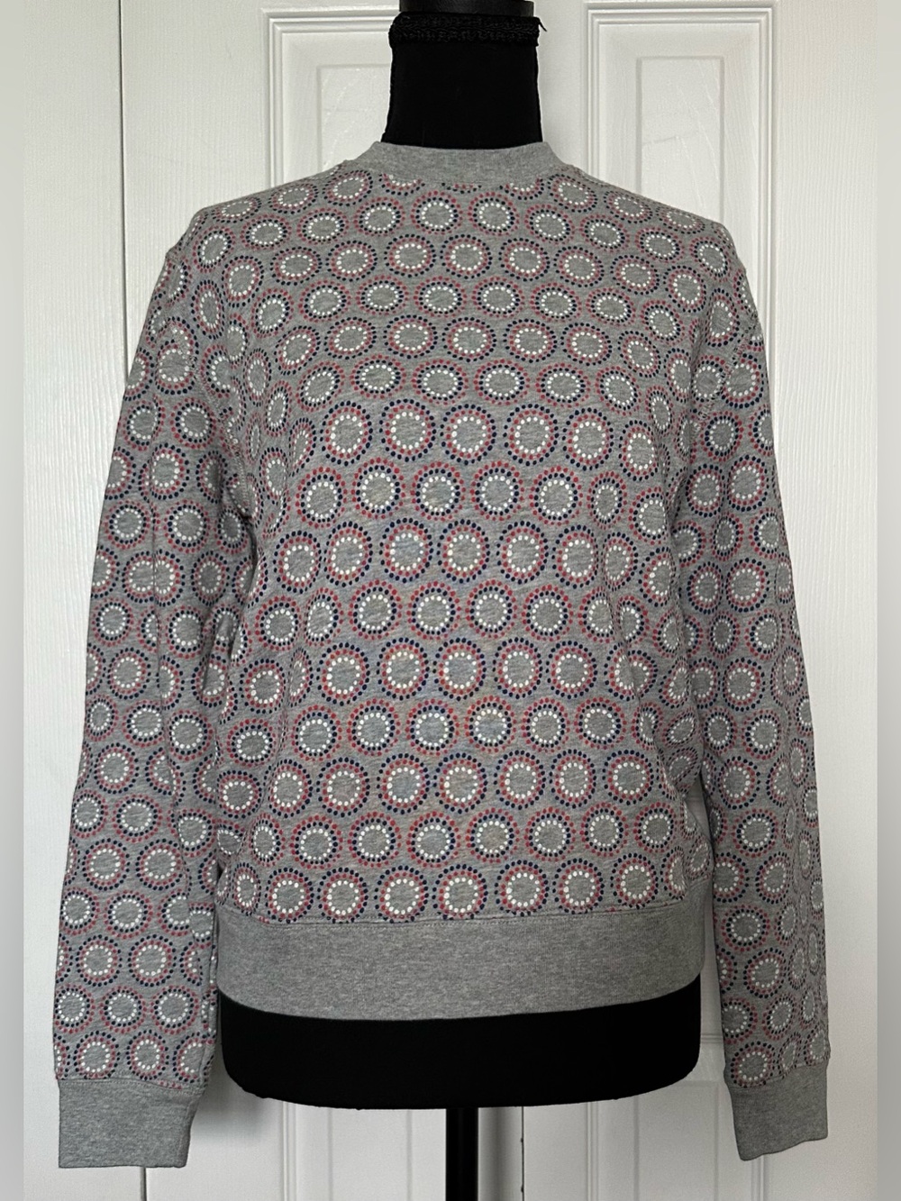 Tory Sport Gray Printed Crewneck Sweatshirt, Size Medium